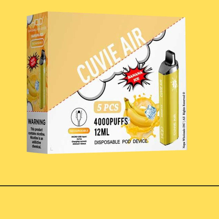 Cuvie AIR DISPOSABLE VAPE 4000 - Banana Ice  By HQD Tech