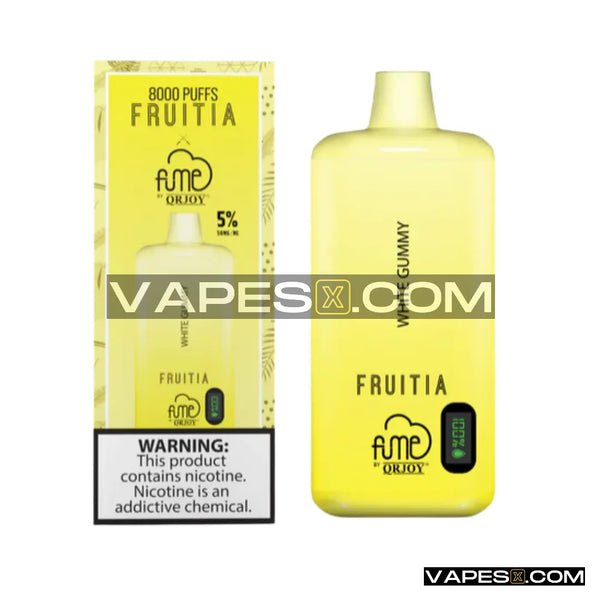 WHITE GUMMY FRUITIA X FUME DISPOSABLE VAPE 8000   